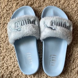 Fenty Puma Rihanna Blue Fur Slides